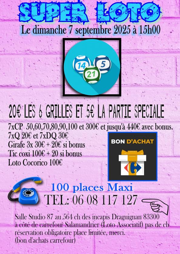 sortie à DRAGUIGNAN, Var. SUPER LOTO DRAGUIGNAN STUDIO 87 À DRAGUIGNAN Sortir à DRAGUIGNAN(Var). DRAGUIGNAN.