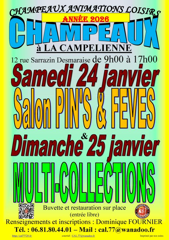 sortie à CHAMPEAUX, Seine et Marne. SALON MULTICOLLECTIONS 25/01/2026 À CHAMPEAUX (77) Sortir à CHAMPEAUX(Seine et Marne). CHAMPEAUX.