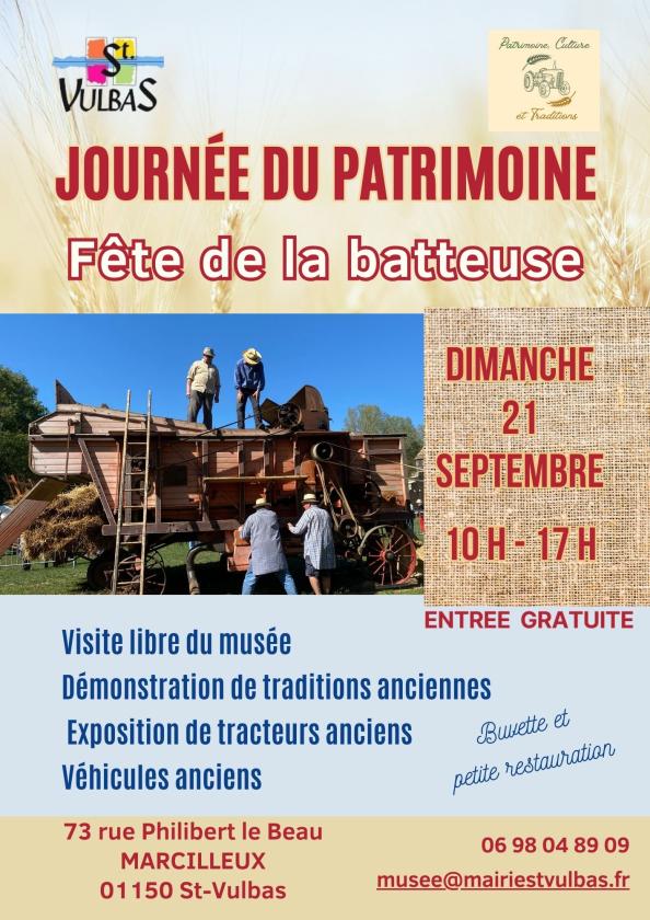 sortie à ST VULBAS, Ain. JOURNÉE DU PATRIMOINE : FÊTE DE LA BATTEUSE Sortir à ST VULBAS(Ain). ST VULBAS.