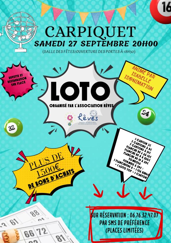sortie à CARPIQUET, Calvados. LOTO ANIMÉ PAR ISABELLE - ISANIMATION Sortir à CARPIQUET(Calvados). CARPIQUET.