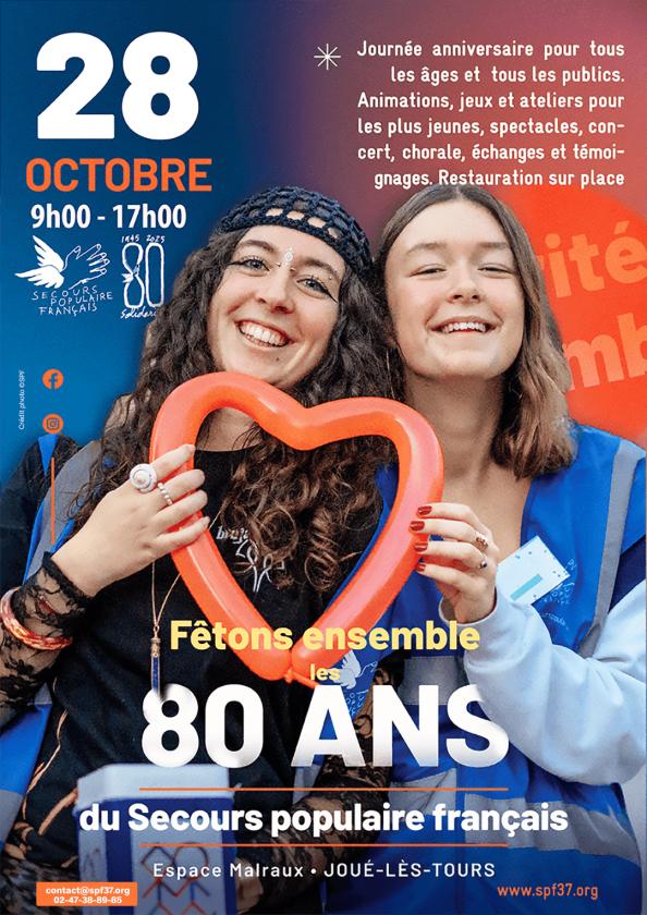 sortie à JOUE LES TOURS, Indre et Loire. JOURNÉE DES 80 ANS DU SECOURS POPULAIRE FRANÇAIS E Sortir à JOUE LES TOURS(Indre et Loire). JOUE LES TOURS.
