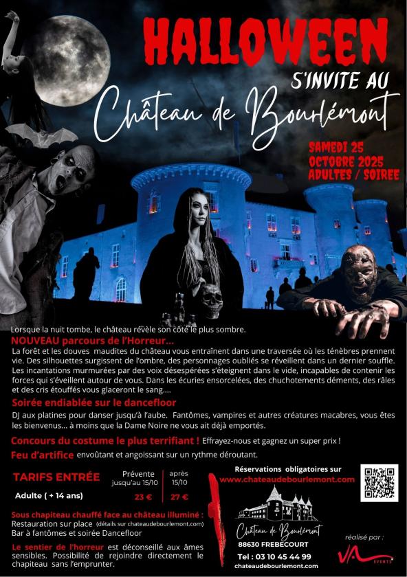 sortie à FREBECOURT, Vosges. HALLOWEEN S’INVITE AU CHÂTEAU DE BOURLÉMONT – ADUL Sortir à FREBECOURT(Vosges). FREBECOURT.