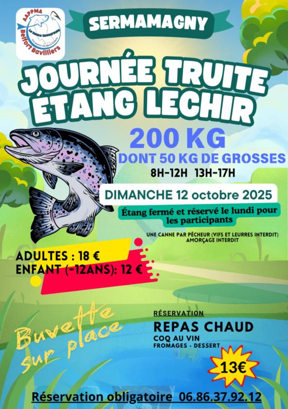 sortie à SERMAMAGNY, Territoire de Belfort. JOURNÉE PÊCHE À LA TRUITE 12 OCTOBRE 2025 Sortir à SERMAMAGNY(Territoire de Belfort). SERMAMAGNY.