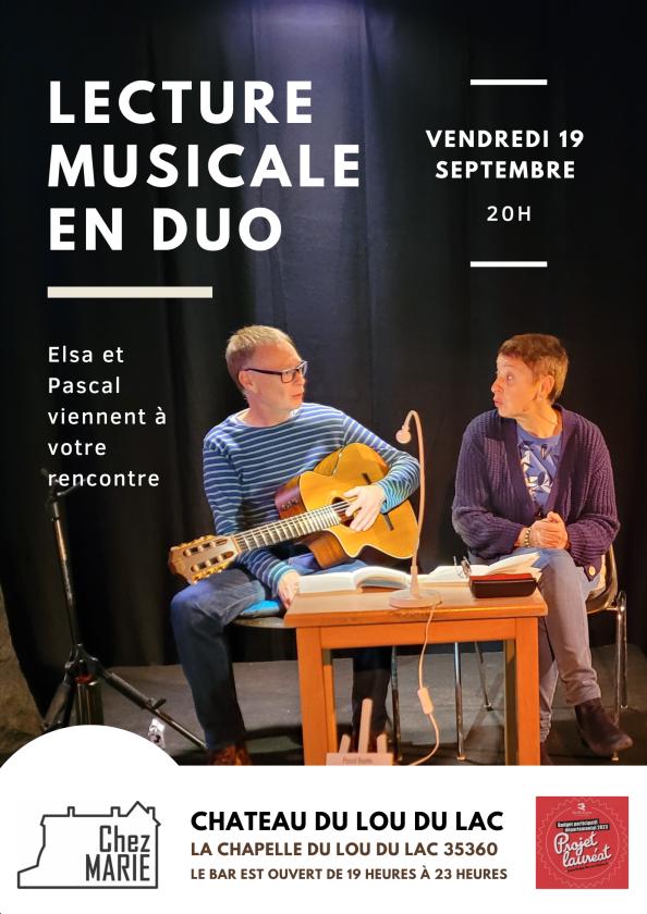 sortie à LA CHAPELLE DU LOU DU LAC, Ille et Vilaine. LECTURE MUSICALE EN DUO- PASCAL BOUTIN ET ELSA Sortir à LA CHAPELLE DU LOU DU LAC(Ille et Vilaine). LA CHAPELLE DU LOU DU LAC.