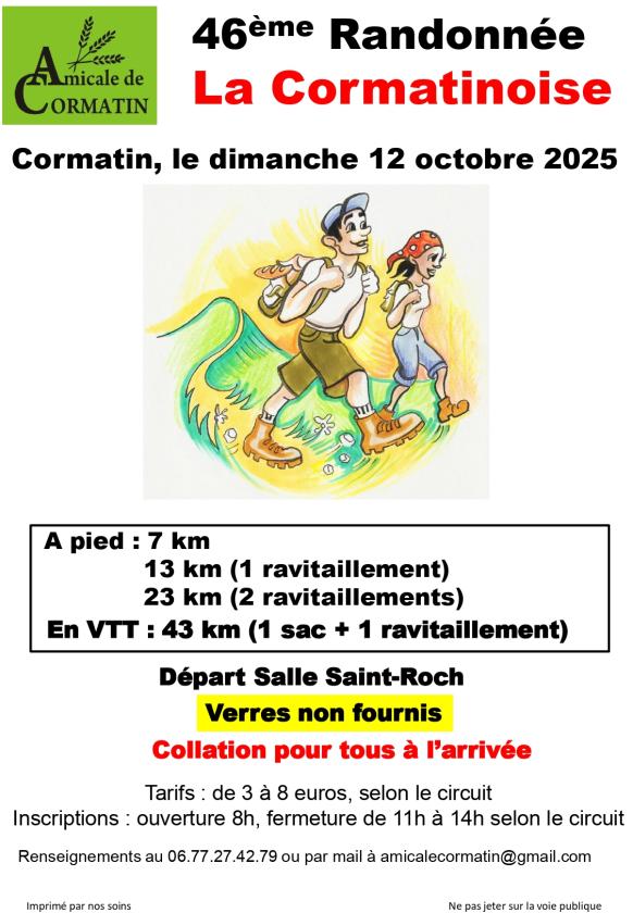 sortie à CORMATIN, Saône et Loire. 46ÈME RANDONNÉE LA CORMATINOISE Sortir à CORMATIN(Saône et Loire). CORMATIN.