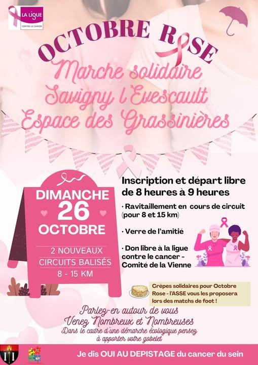 sortie à SAVIGNY LEVESCAULT, Vienne. MARCHE SOLIDAIRE - OCTOBRE ROSE Sortir à SAVIGNY LEVESCAULT(Vienne). SAVIGNY LEVESCAULT.