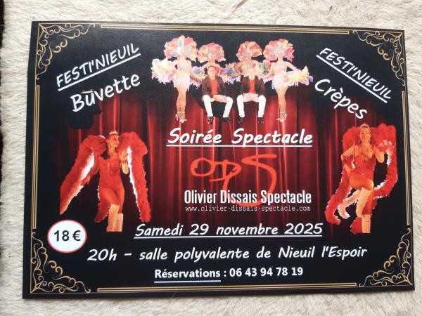 sortie à NIEUIL L ESPOIR, Vienne. SPECTACLE TRIO'LIVE SHOW CABARET Sortir à NIEUIL L ESPOIR(Vienne). NIEUIL L ESPOIR.