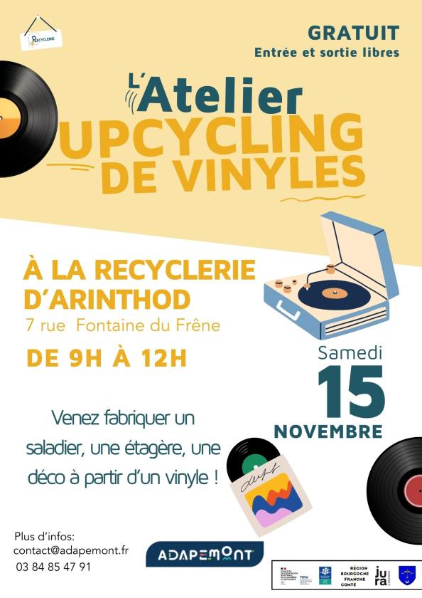 sortie à ARINTHOD, Jura. ATELIER "UPCYCLING DE VINYLES" Sortir à ARINTHOD(Jura). ARINTHOD.