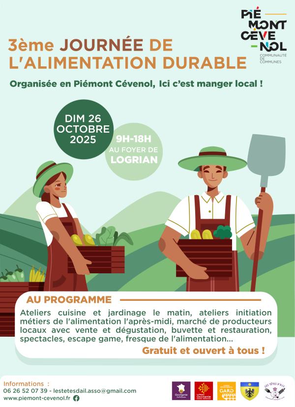 sortie à LOGRIAN FLORIAN, Gard. 3ÈME JOURNÉE DE L'ALIMENTATION DURABLE À LOGRIAN - Sortir à LOGRIAN FLORIAN(Gard). LOGRIAN FLORIAN.