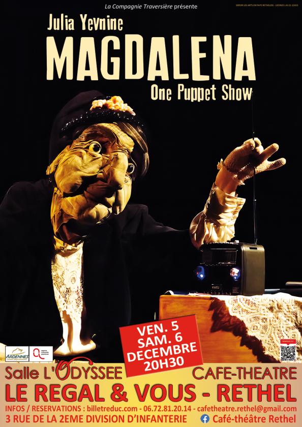 sortie à RETHEL, Ardennes. JULIA YEVNINE DANS "MAGDALENA - A ONE PUPPET SHOW" Sortir à RETHEL(Ardennes). RETHEL.