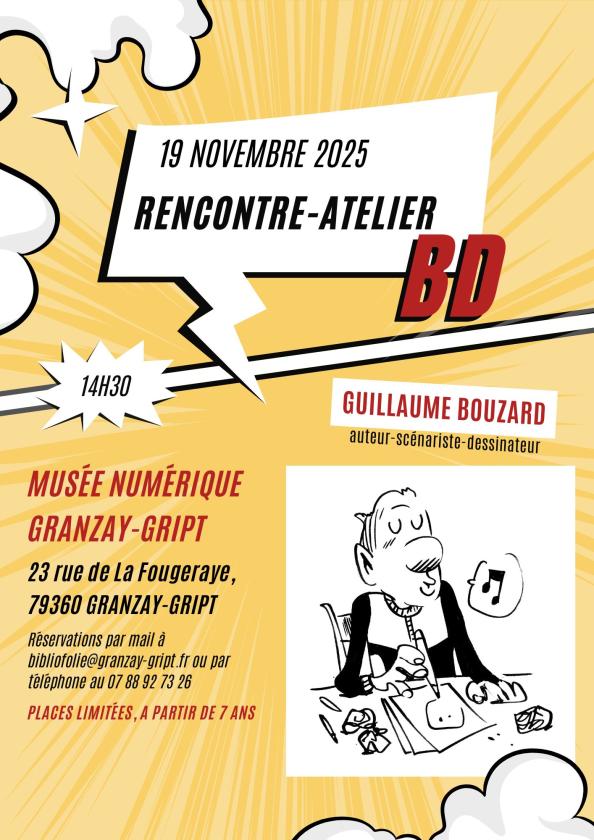 sortie à GRANZAY GRIPT, Deux Sèvres. RENCONTRE ET ATELIER BD SEMAINE DE L'ENFANCE Sortir à GRANZAY GRIPT(Deux Sèvres). GRANZAY GRIPT.