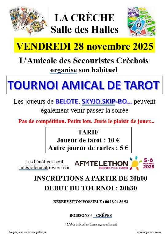 sortie à LA CRECHE, Deux Sèvres. TOURNOI AMICAL DE TAROT AU BÉNÉFICE DU TÉLÉTHON 20 Sortir à LA CRECHE(Deux Sèvres). LA CRECHE.