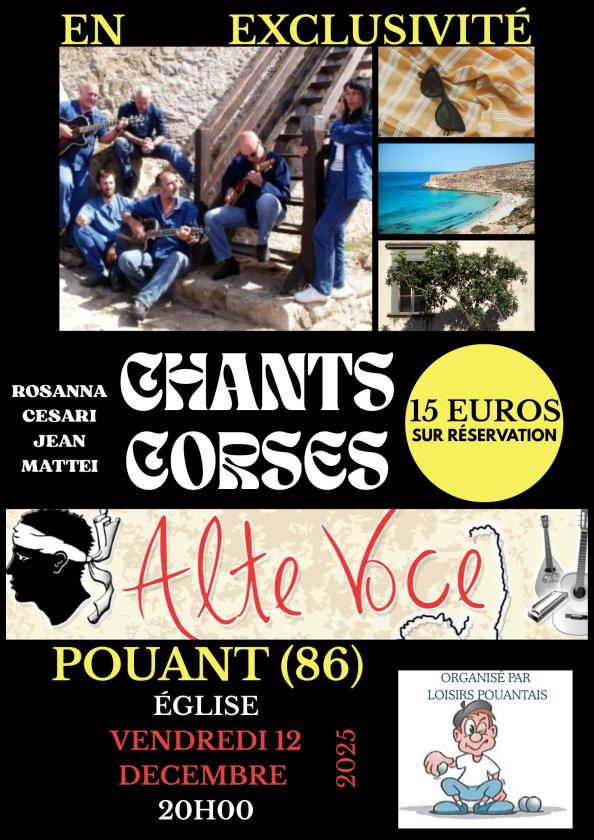 sortie à POUANT, Vienne. CONCERT DE CHANTS CORSES ALTE VOCE Sortir à POUANT(Vienne). POUANT.