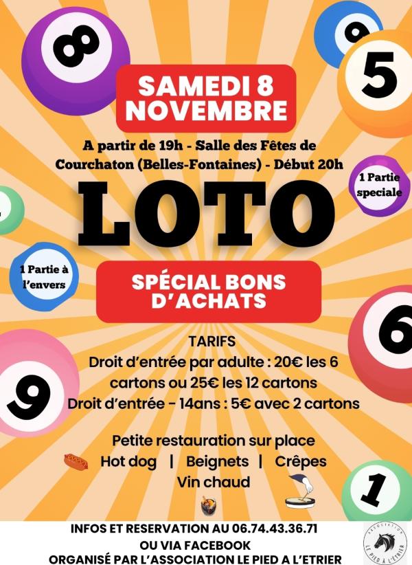 sortie à COURCHATON, Haute Saône. LOTO SPÉCIAL BONS D'ACHATS  Sortir à COURCHATON(Haute Saône). COURCHATON.