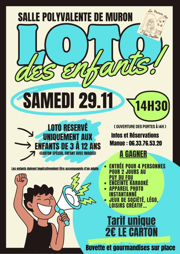 sortie à MURON, Charente Maritime. LOTO ENFANT Sortir à MURON(Charente Maritime). MURON.