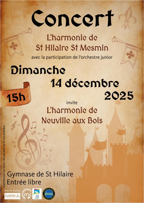 sortie à ST HILAIRE ST MESMIN, Loiret. CONCERT DE NOËL Sortir à ST HILAIRE ST MESMIN(Loiret). ST HILAIRE ST MESMIN.