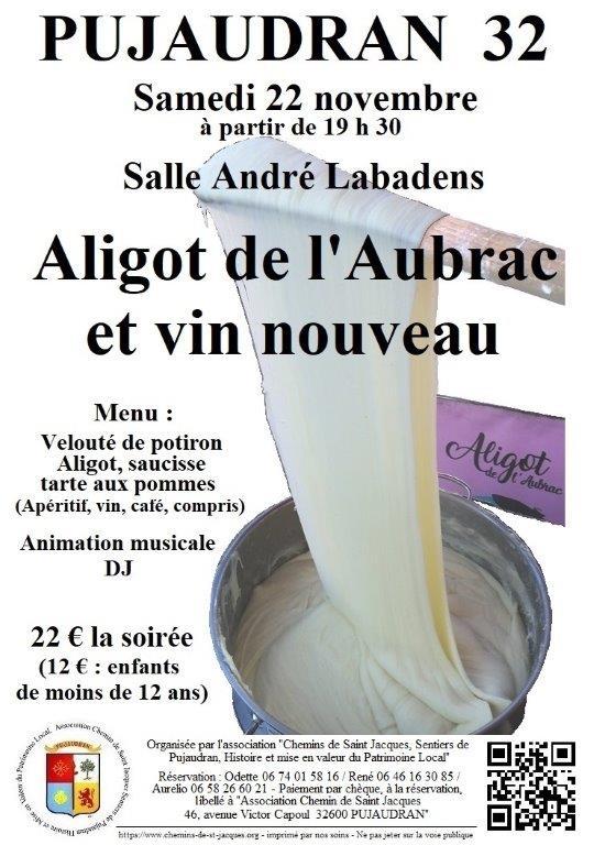 sortie à PUJAUDRAN, Gers. ALIGOT ET VIN NOUVEAU Sortir à PUJAUDRAN(Gers). PUJAUDRAN.