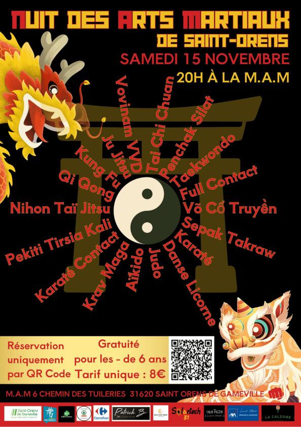 sortie à ST ORENS DE GAMEVILLE, Haute Garonne. DEUXIÈME ÉDITION DE LA NUIT DES ARTS MARTIAUX Sortir à ST ORENS DE GAMEVILLE(Haute Garonne). ST ORENS DE GAMEVILLE.