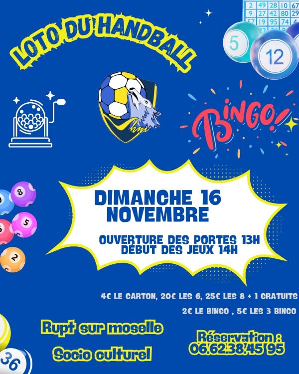 sortie à RUPT SUR MOSELLE, Vosges. LOTO DU HANDBALL Sortir à RUPT SUR MOSELLE(Vosges). RUPT SUR MOSELLE.