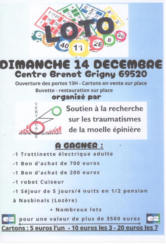 sortie à GRIGNY, Rhône. LOTO DE NOËL Sortir à GRIGNY(Rhône). GRIGNY.