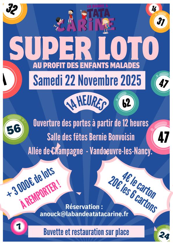 sortie à NANCY, Meurthe et Moselle. SUPER LOTO ASSOCIATIF  Sortir à NANCY(Meurthe et Moselle). NANCY.