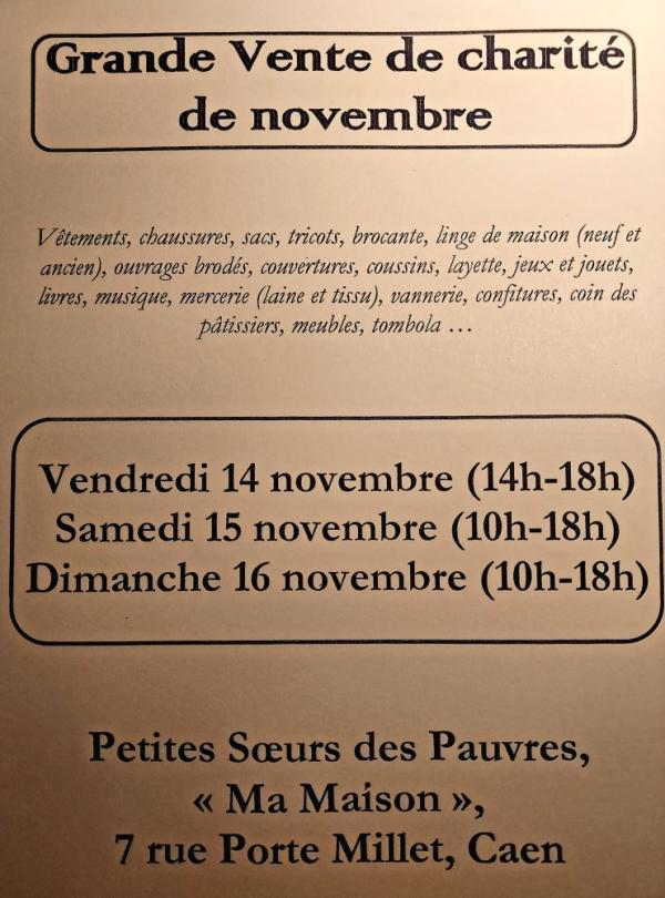 sortie à CAEN, Calvados. GRANDE VENTE (PETITES SOEURS DES PAUVRES DE CAEN) Sortir à CAEN(Calvados). CAEN.