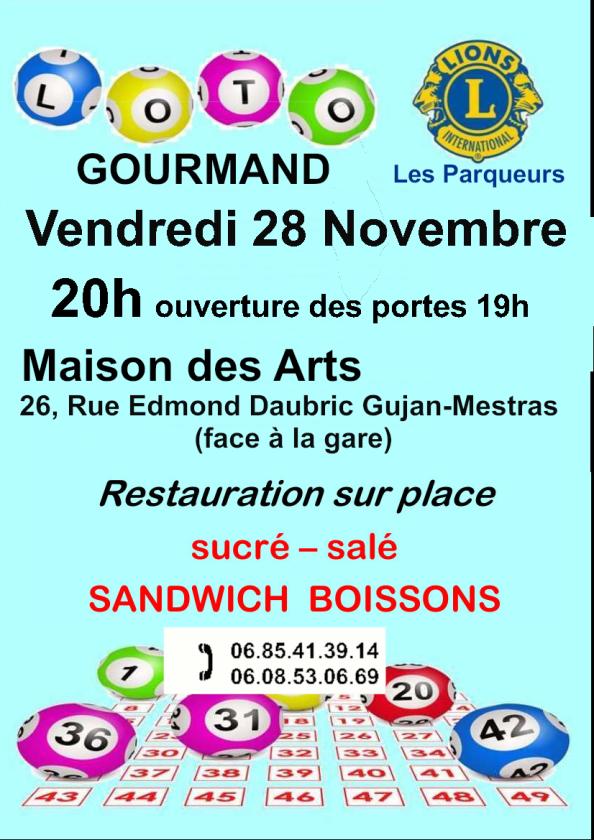 sortie à GUJAN MESTRAS, Gironde. LOTO GOURMAND Sortir à GUJAN MESTRAS(Gironde). GUJAN MESTRAS.