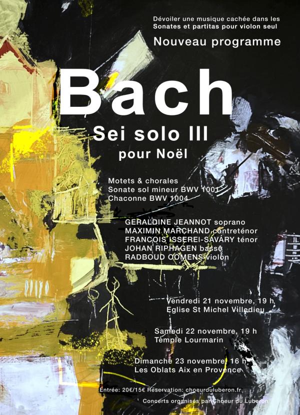 sortie à VILLEDIEU, Vaucluse. CONCERT : BACH - SEI SOLO III - POUR NOËL Sortir à VILLEDIEU(Vaucluse). VILLEDIEU.