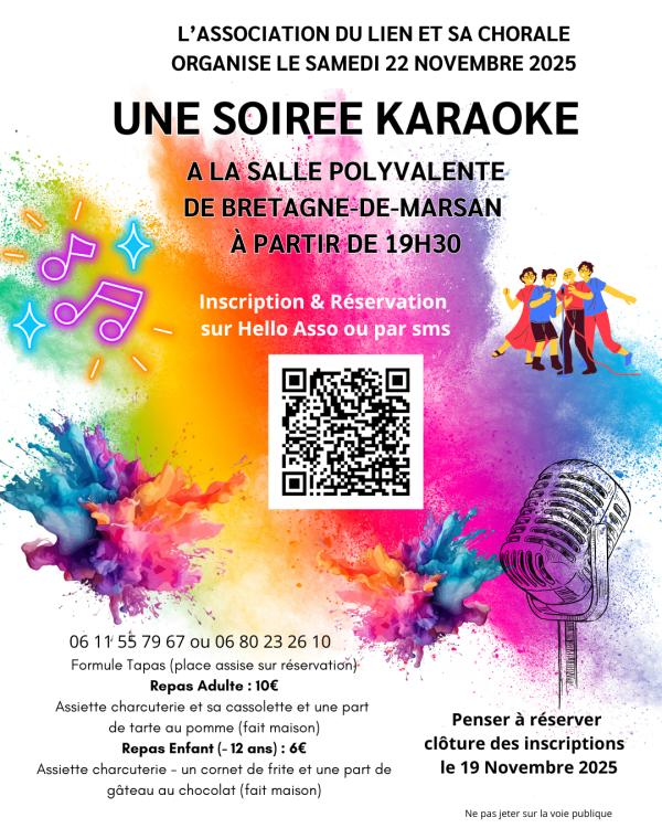 sortie à BRETAGNE DE MARSAN, Landes. SOIRÉE KARAOKÉ Sortir à BRETAGNE DE MARSAN(Landes). BRETAGNE DE MARSAN.