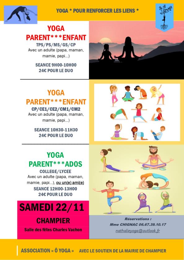 sortie à CHAMPIER, Isère. STAGE DE YOGA PARENT-ENFANT (ADO) Sortir à CHAMPIER(Isère). CHAMPIER.
