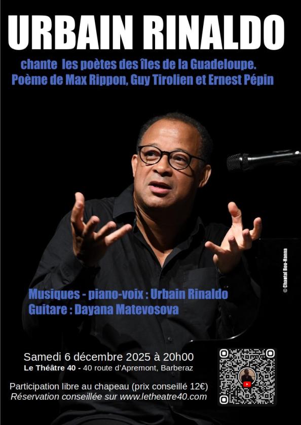 sortie à BARBERAZ, Savoie. URBAIN RINALDO CHANTE LES POÈTES DES ILES DE LA GU Sortir à BARBERAZ(Savoie). BARBERAZ.