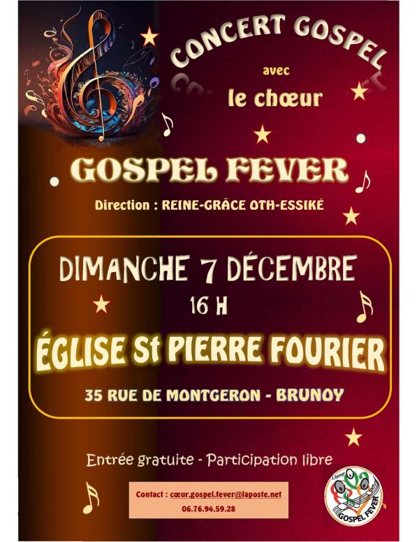 sortie à BRUNOY, Essonne. CONCERT DE NOEL DES GOSPEL FEVER Sortir à BRUNOY(Essonne). BRUNOY.