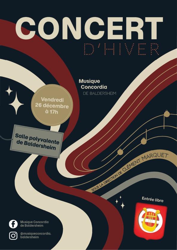 sortie à BALDERSHEIM, Haut Rhin. CONCERT D’HIVER - MUSIQUE CONCORDIA DE BALDERSHEIM Sortir à BALDERSHEIM(Haut Rhin). BALDERSHEIM.