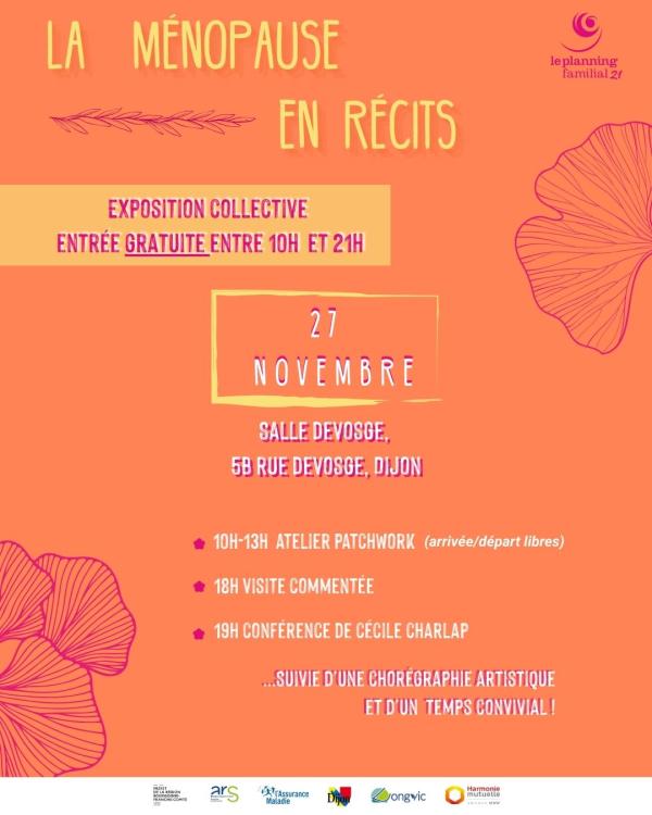 sortie à DIJON, Côte d'Or. EXPOSITION ET CONFÉRENCE SUR LA MÉNOPAUSE Sortir à DIJON(Côte d'Or). DIJON.