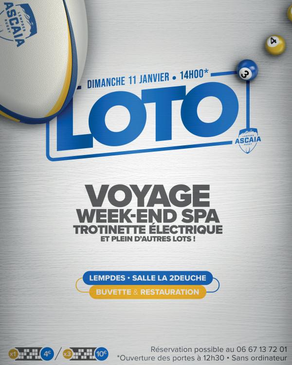 sortie à LEMPDES, Puy de Dôme. LOTO ASCAIA LEMPDES RUGBY Sortir à LEMPDES(Puy de Dôme). LEMPDES.