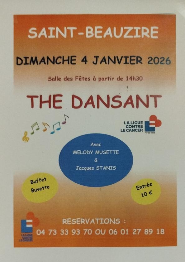 sortie à ST BEAUZIRE, Puy de Dôme. THÉ DANSANT AU PROFIT DE LA LIGUE CONTRE LE CANCER Sortir à ST BEAUZIRE(Puy de Dôme). ST BEAUZIRE.