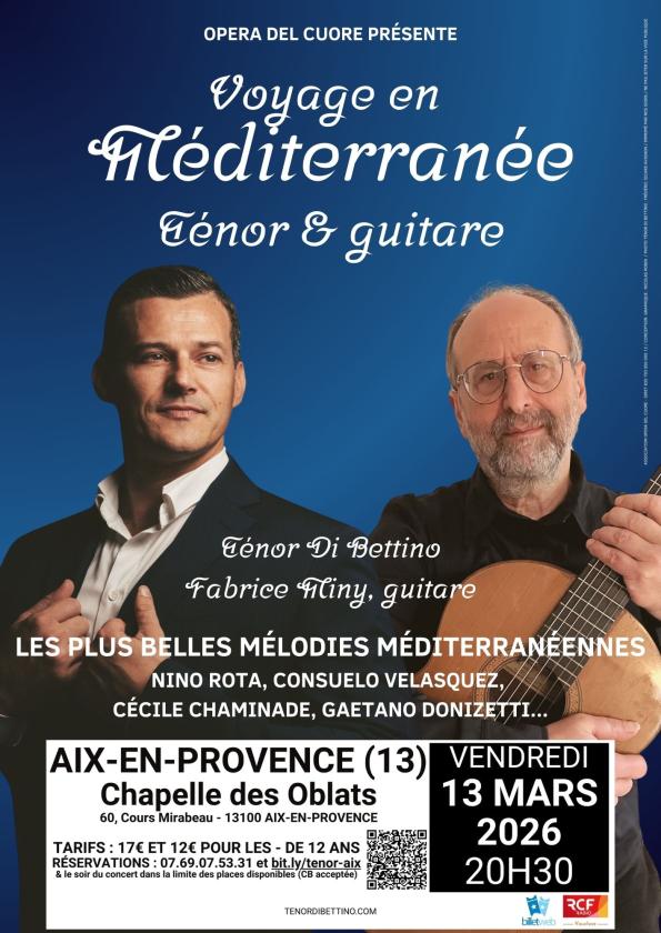 sortie à AIX EN PROVENCE, Bouches du Rhône. "VOYAGE EN MÉDITERRANÉE : TÉNOR ET GUITARE" Sortir à AIX EN PROVENCE(Bouches du Rhône). AIX EN PROVENCE.