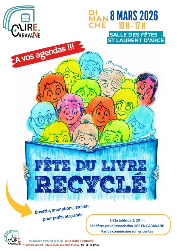 sortie à ST LAURENT D ARCE, Gironde. FÊTE DU LIVRE RECYCLÉ Sortir à ST LAURENT D ARCE(Gironde). ST LAURENT D ARCE.