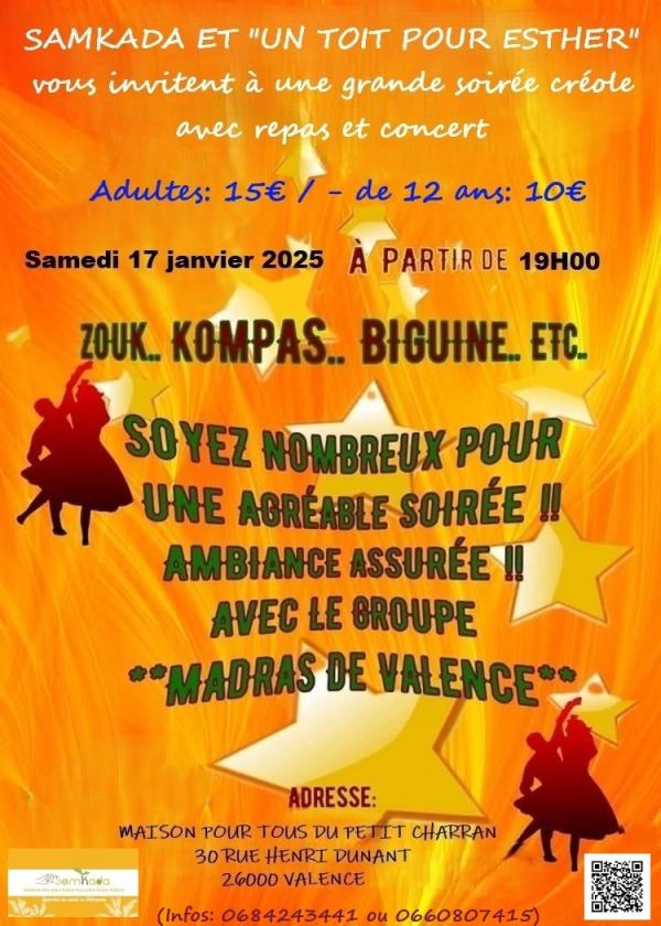 sortie à VALENCE, Drôme. GRANDE SOIREE CREOLE Sortir à VALENCE(Drôme). VALENCE.