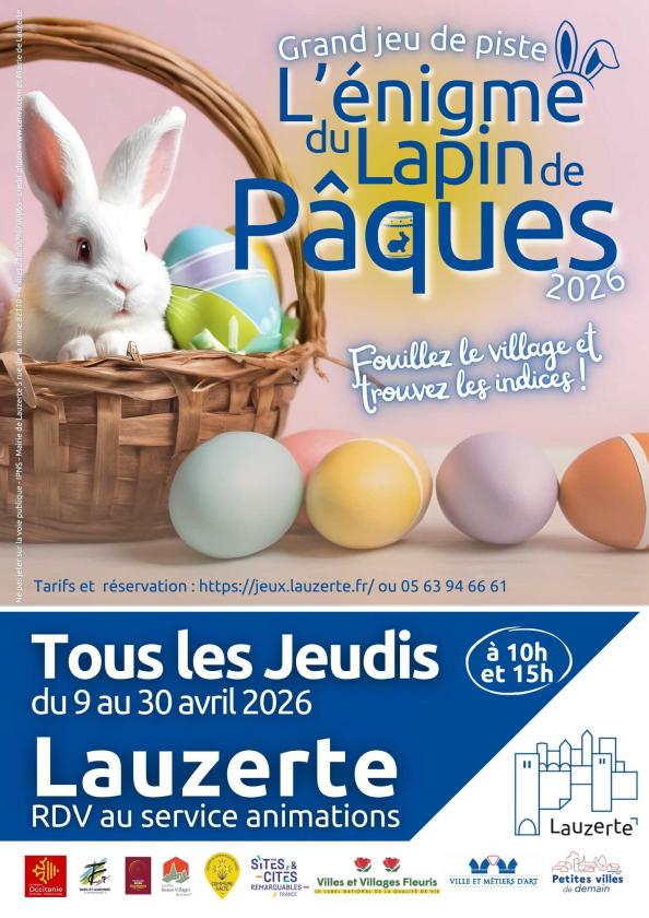 sortie à LAUZERTE, Tarn et Garonne. JEU DE PISTE : L’ÉNIGME DE LAPIN DE PÂQUES Sortir à LAUZERTE(Tarn et Garonne). LAUZERTE.