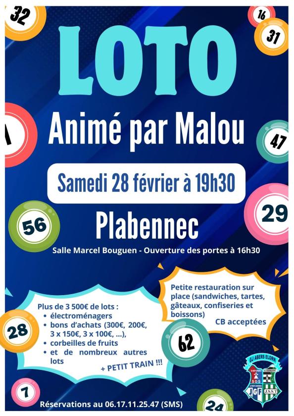 sortie à PLABENNEC, Finistère. LOTO ANIMÉ PAR MALOU Sortir à PLABENNEC(Finistère). PLABENNEC.