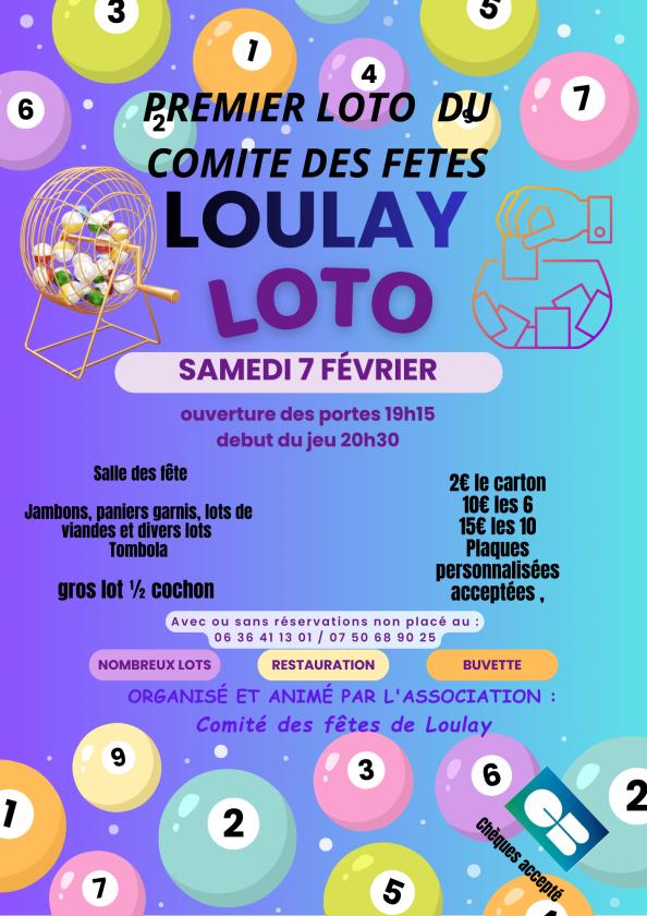 sortie à LOULAY, Charente Maritime. LOTO DU COMITÉ DES FÊTES DE LOULAY Sortir à LOULAY(Charente Maritime). LOULAY.