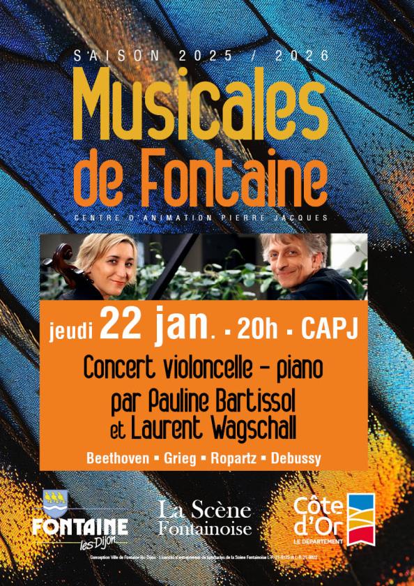 sortie à FONTAINE LES DIJON, Côte d'Or. MUSICALES DE FONTAINE "DUO VIOLONCELLE-PIANO" Sortir à FONTAINE LES DIJON(Côte d'Or). FONTAINE LES DIJON.