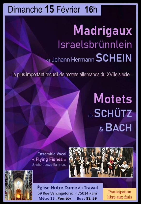 sortie à PARIS, Paris. "MOTETS DE SCHÜTZ, BACH ET MADRIGAUX DE SC Sortir à PARIS(Paris). PARIS.