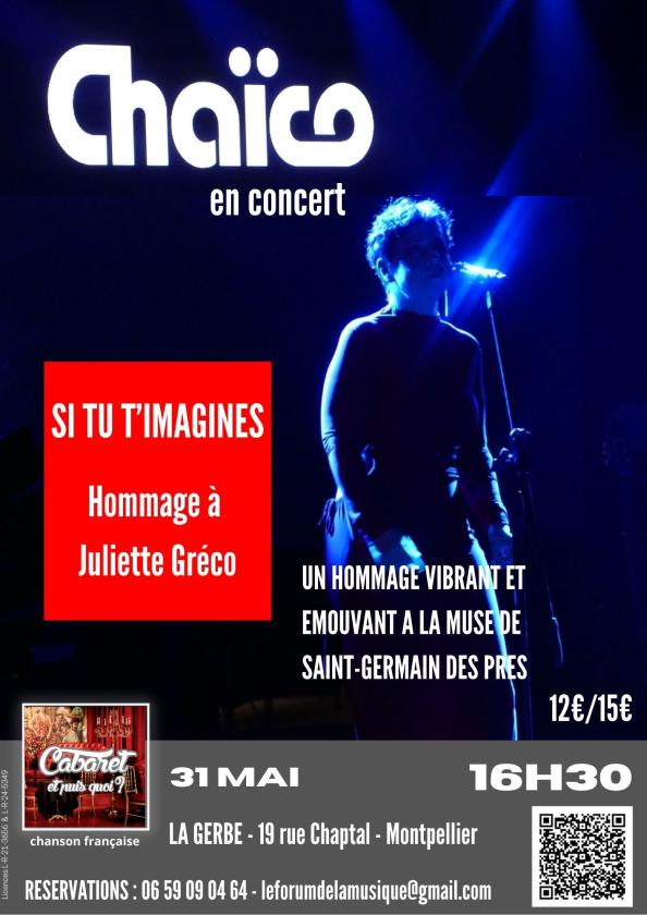 sortie à MONTPELLIER, Hérault. "SI TU T'IMAGINES", HOMMAGE À JULIETTE GRÉCO Sortir à MONTPELLIER(Hérault). MONTPELLIER.