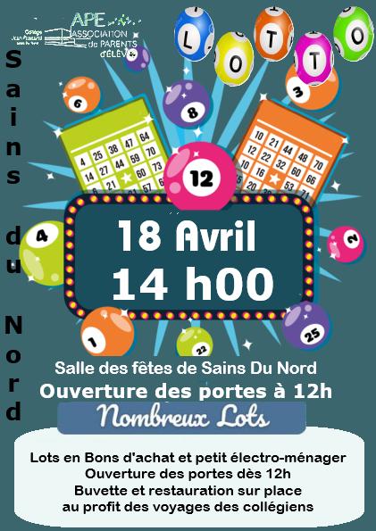 sortie à SAINS DU NORD, Nord. LOTO DES VACANCES Sortir à SAINS DU NORD(Nord). SAINS DU NORD.