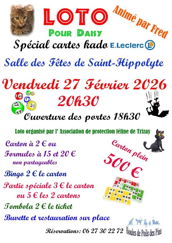 sortie à ST HIPPOLYTE, Charente Maritime. LOTO POUR DAISY Sortir à ST HIPPOLYTE(Charente Maritime). ST HIPPOLYTE.