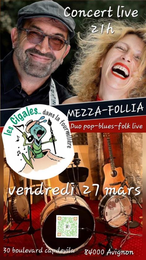sortie à AVIGNON, Vaucluse. MEZZA-FOLLIA DUO POP-BLUES-FOLK LIVE Sortir à AVIGNON(Vaucluse). AVIGNON.