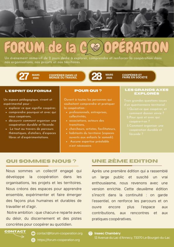 sortie à LE BOURGET DU LAC, Savoie. FORUM DE LA COOPÉRATION Sortir à LE BOURGET DU LAC(Savoie). LE BOURGET DU LAC.