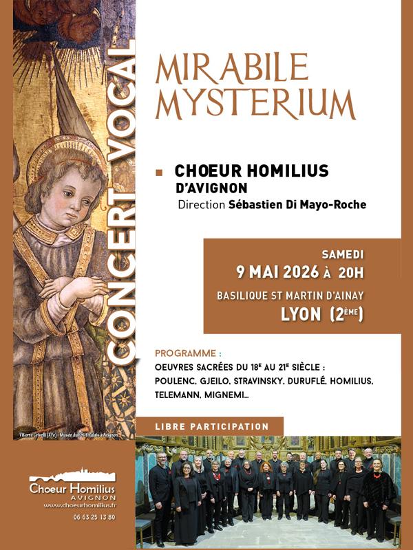 sortie à LYON, Rhône. "MIRABILE MYSTERIUM" - CONCERT DE MUSIQUE SACRÉE Sortir à LYON(Rhône). LYON.